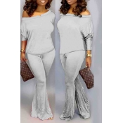 Lovely Trendy Loose Grey Two-piece Pants Set
