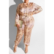 Lovely Casual Print Yellow Plus Size One-piece Jum