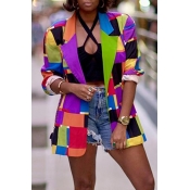 Lovely Casual Color-lump Patchwork Multicolor Blaz