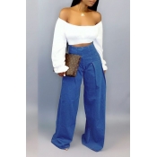 Lovely Casual Basic White Two-piece Pants Set