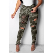 Lovely Casual Camouflage Printed Jeans