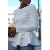 Lovely Trendy Flounce Design White Blouse