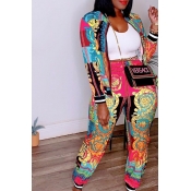 Lovely Leisure Printed Green Two-piece Pants Set