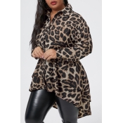 Lovely Casual Leopard Printed Plus Size Shirt