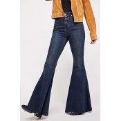 Lovely Trendy Flared Deep Blue Jeans