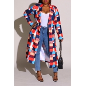 Lovely Casual Turn-back Collar Printed Red Plus Si