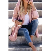 Lovely Casual Hooded Collar Light Pink Coat