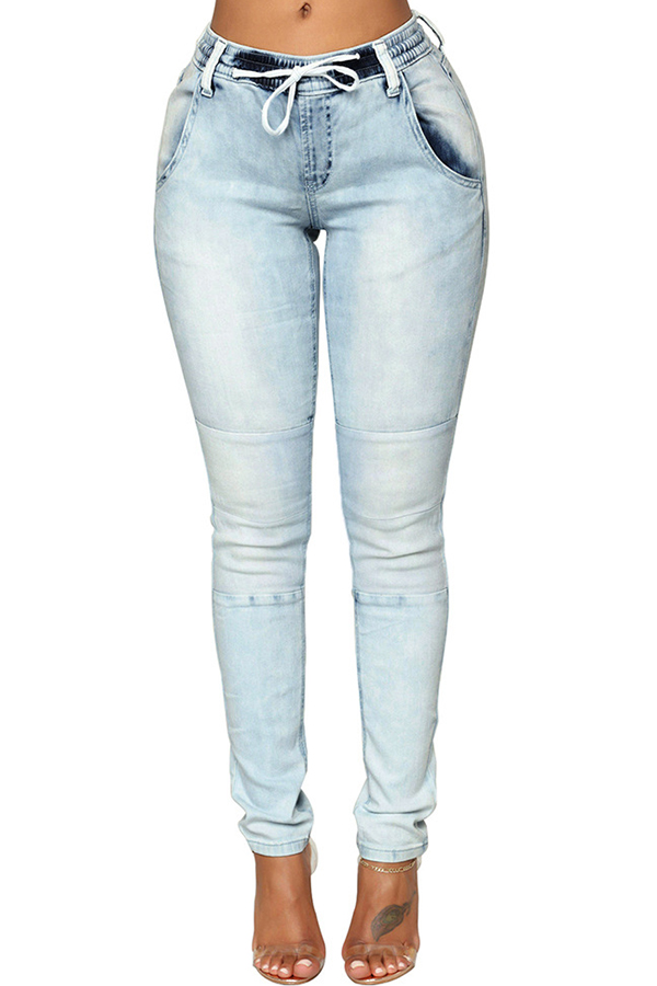 Lovely Casual Skinny Baby Blue Jeans