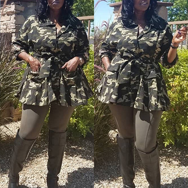 Lovely Casual Camouflage Printed Plus Size Jacket