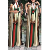 Lovely Casual Printed Beige Floor Length Plus Size