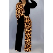 Lovely Trendy Patchwork Leopard Printed One-piece 