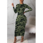 Lovely Casual Camouflage Printed Army Green Mid Ca