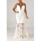 Lovely Party Lace Patchwork White Floor Length Tru