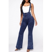 Lovely Casual Flared Deep Blue One-piece Jumpsuit