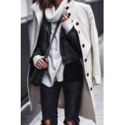 Lovely Casual Buttons Design White Coat