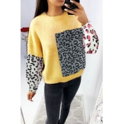 Lovely Casual Patchwork Yellow Sweater
