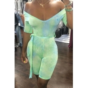 Lovely Leisure Dew Shoulder Light Green One-piece 