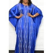 Lovely Casual Loose Baby Blue Floor Length Plus Si
