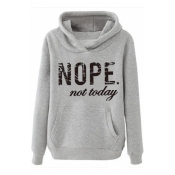 Lovely Casual Letter Print Grey Hoodie
