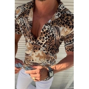 Lovely Casual Turndown Collar Leopard Printed Shir