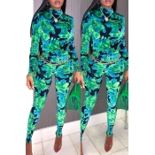 Lovely Trendy Printed Skinny Green One-piece Jumps