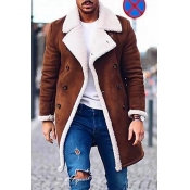 Men Lovely Casual Turndown Collar Coffee Faux Sued