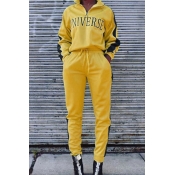 Lovely Casual Turndown Collar Yellow Two-piece Pan