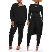 Lovely Casual Basic Black Two-piece Pants Set