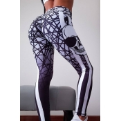 Lovely Halloween Skull Printed White Leggings