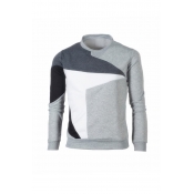 Lovely Casual Patchwork Light Grey T-shirt