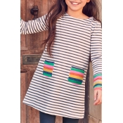 Lovely Casual Striped Girls Dress