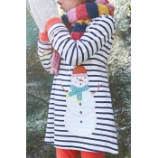 Lovely Sweet Striped Black Knee Length Dress