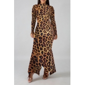 Lovely Casual Leopard Printed Ankle Length Dress