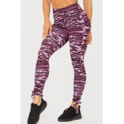 Lovely Casual Printed Skinny Purple Leggings
