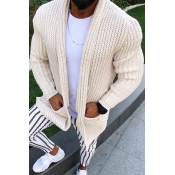 Lovely Casual Loose Beige Cardigan