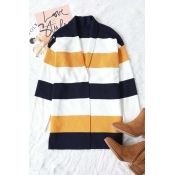 Lovely Fashion Striped Patchwork Sweater Cardigans