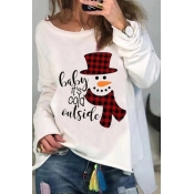 Lovely Christmas Day O Neck White Blouse