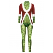 Lovely Cosplay Printed Red One-piece Jumpsuit