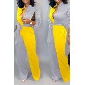 Lovely Work Patchwork Yellow One-piece Jumpsuit