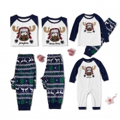 Lovely Family Printed Blue Mother Two-piece Pants 