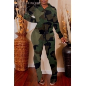 Lovely Casual Turndown Collar Camouflage Printed A