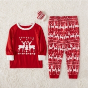 Lovely Family Printed Red Boys Two-piece Pants Set
