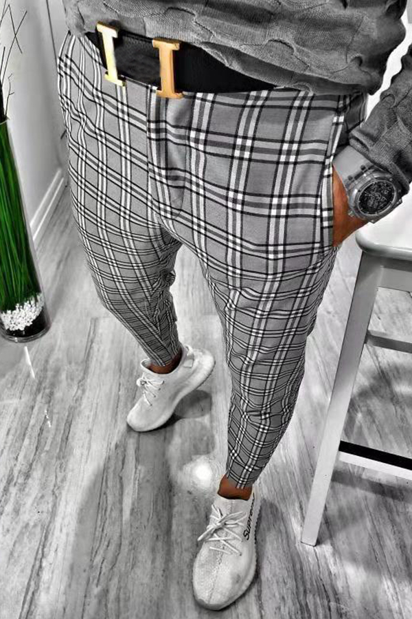 Lovely Casual Plaid Printed Black And White Pants
