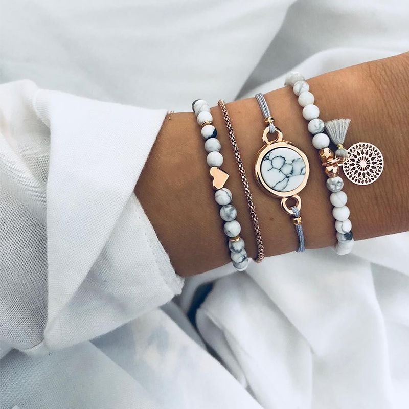 Lovely Trendy 4-piece White Bracelet