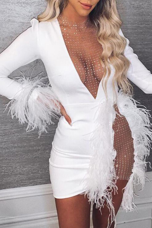 Lovely Party See-through White Mini Dress