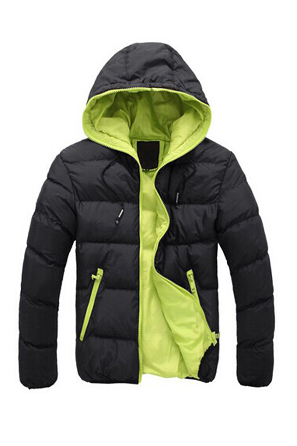 Lovely Casual Zipper Design Black Cotton-padded Clothe