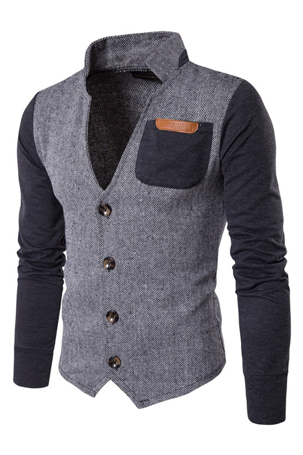 Lovely Casual Patchwork Grey Formal Wear