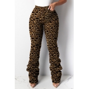 Lovely Casual Leopard Printed Brown Pants