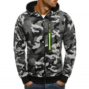 Lovely Casual Camouflage Printed Grey Hoodie