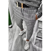 Lovely Casual Plaid Printed Black And White Pants